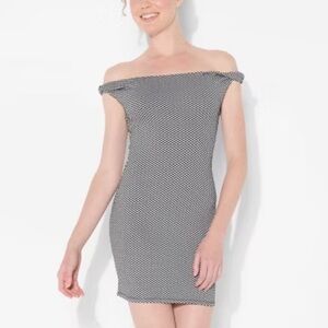 Off-Shoulder Black and White Dress